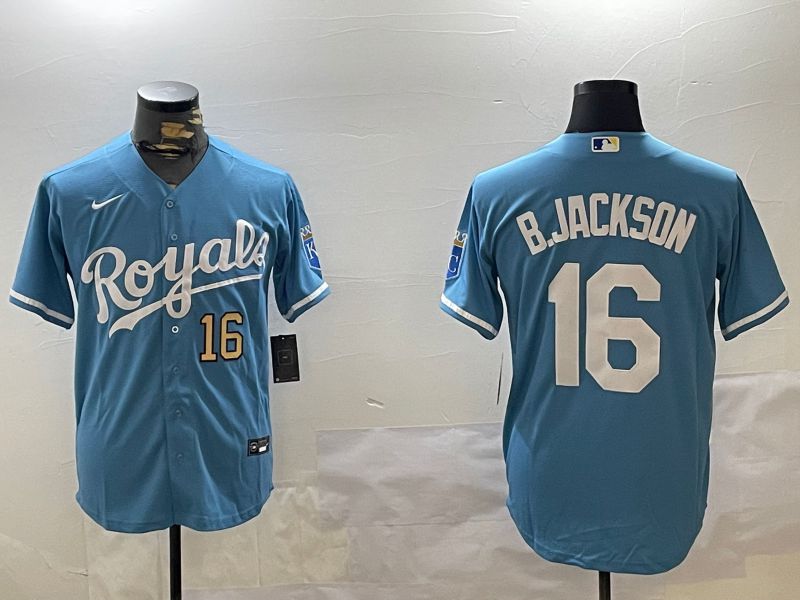 Men Kansas City Royals #16 B.Jackson Light Blue Game 2024 Nike MLB Jersey style 5